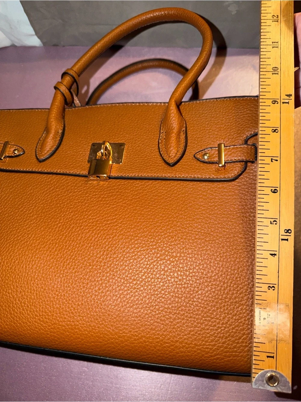 NWOT 3-Piece Cognac Brown Pebbled Vegan Leather Satchel & Tote Bag Set